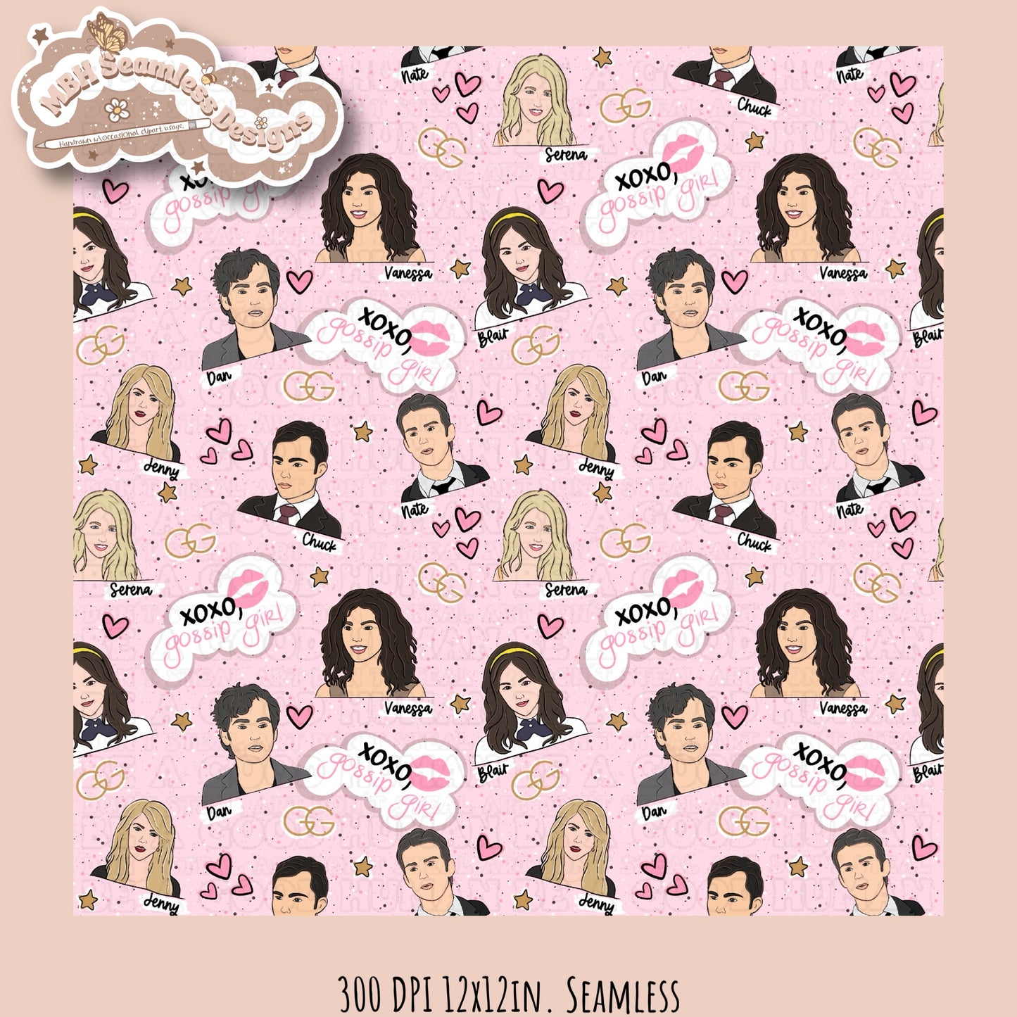 Gossip Girl Seamless Pattern Multiple Colorway Options