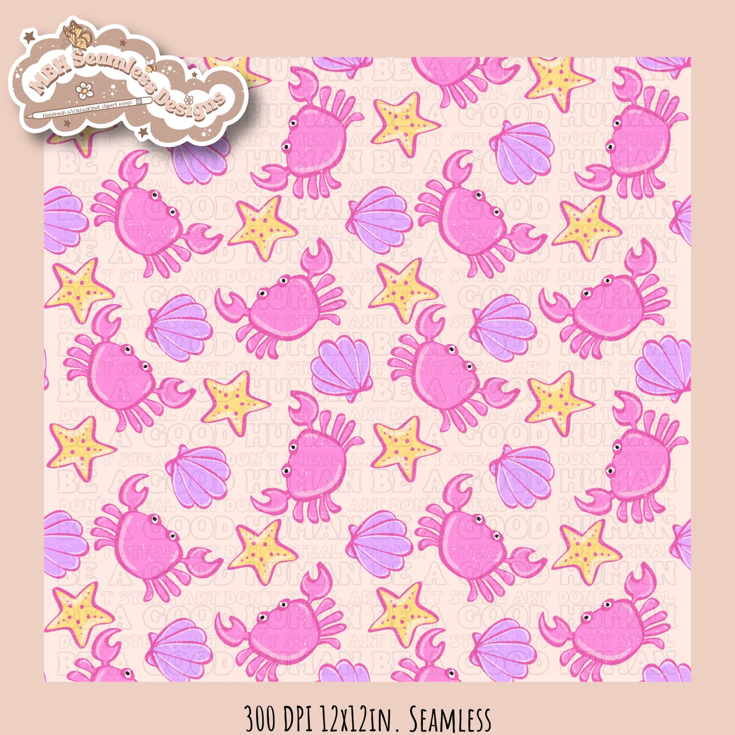 Girly Crabs Seamless Pattern & PNG•Multiple Colorway Options