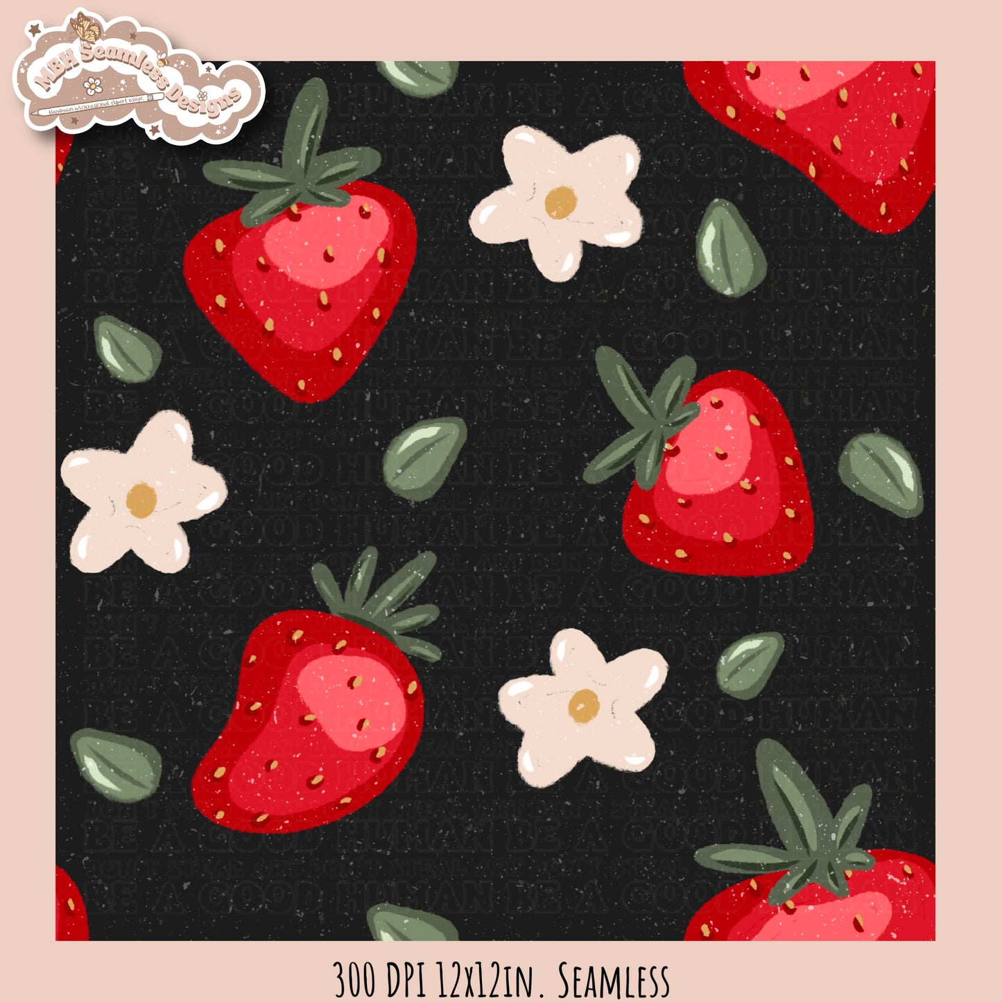 Strawberry Floral Seamless Pattern MULTIPLE COLORWAYS