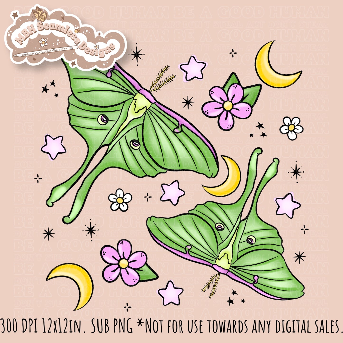 Hextober 25 • Moths Seamless Pattern // PNG // Multiple Colorway Options