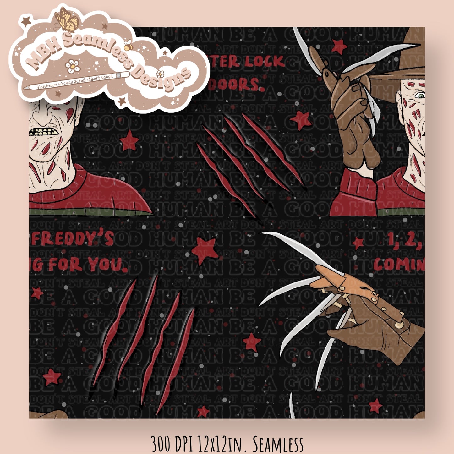 Freddy Lyrics Seamless Pattern