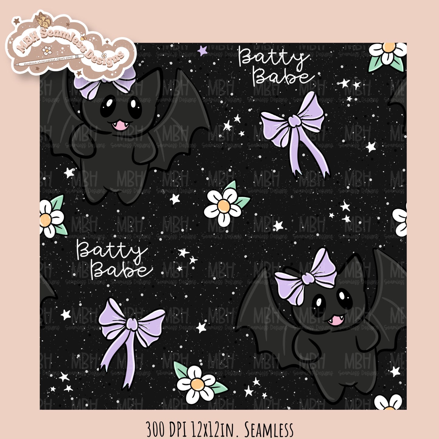 Coquette Bats • Hextober 25 // Seamless Pattern // Multiple Colorway Options
