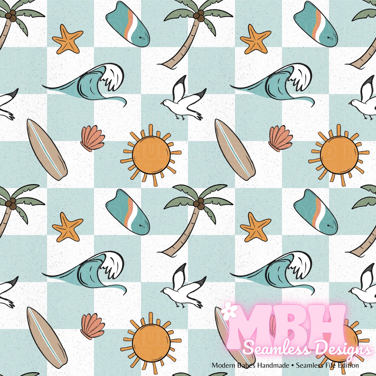 Boho Surf Seamless Pattern MULTIPLE COLORWAYS