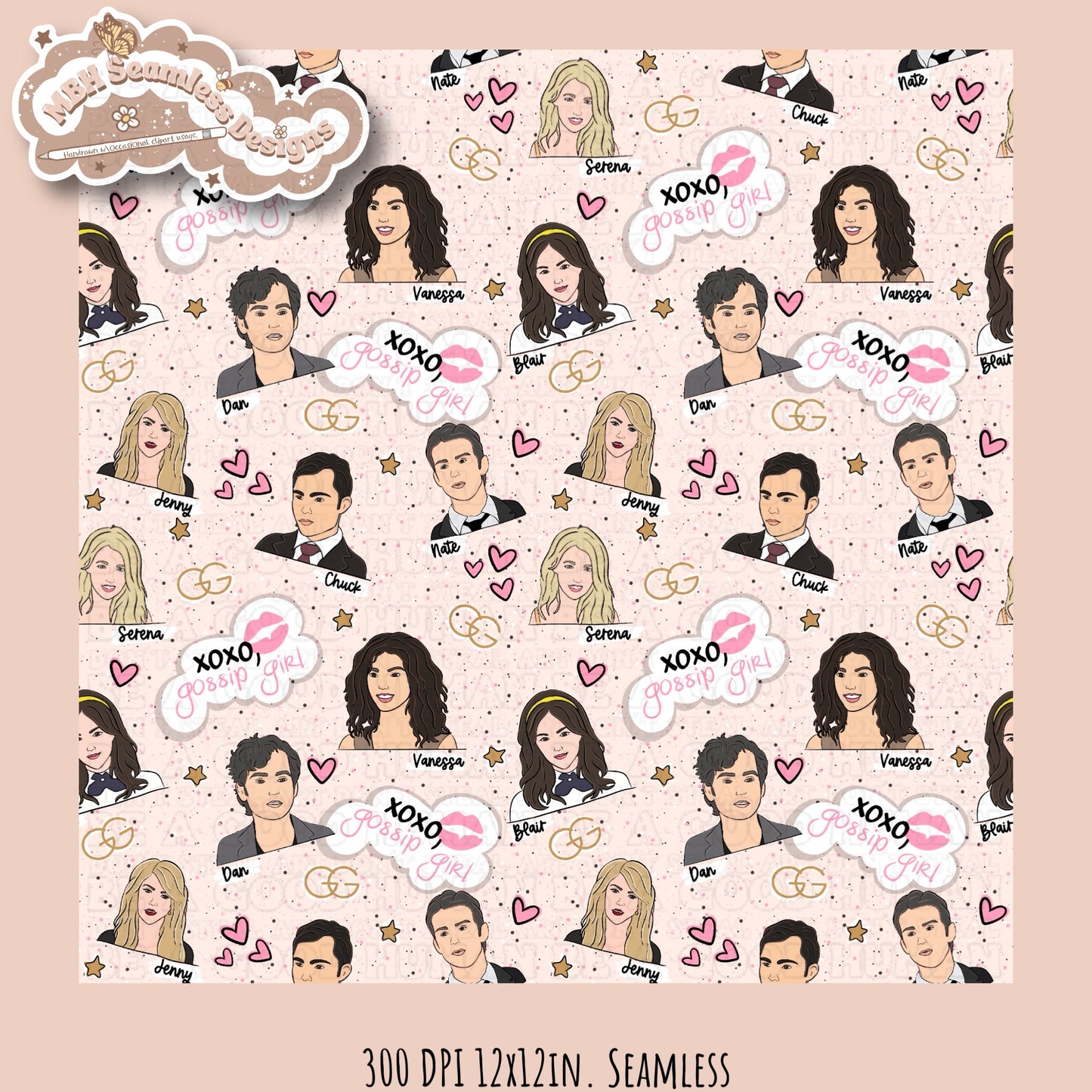 Gossip Girl Seamless Pattern Multiple Colorway Options