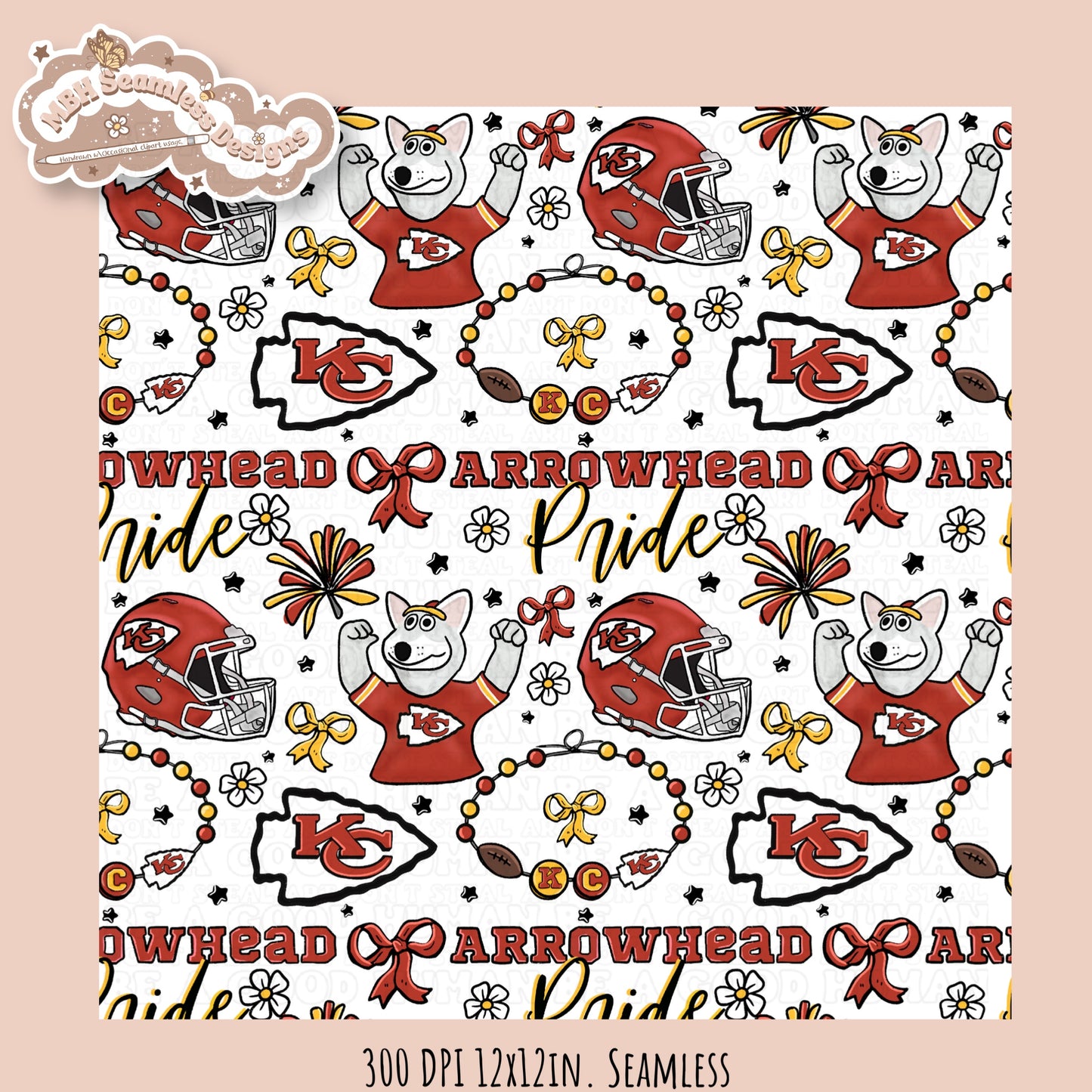Chiefs x Daisies Football Seamless Pattern // Assorted Colorways