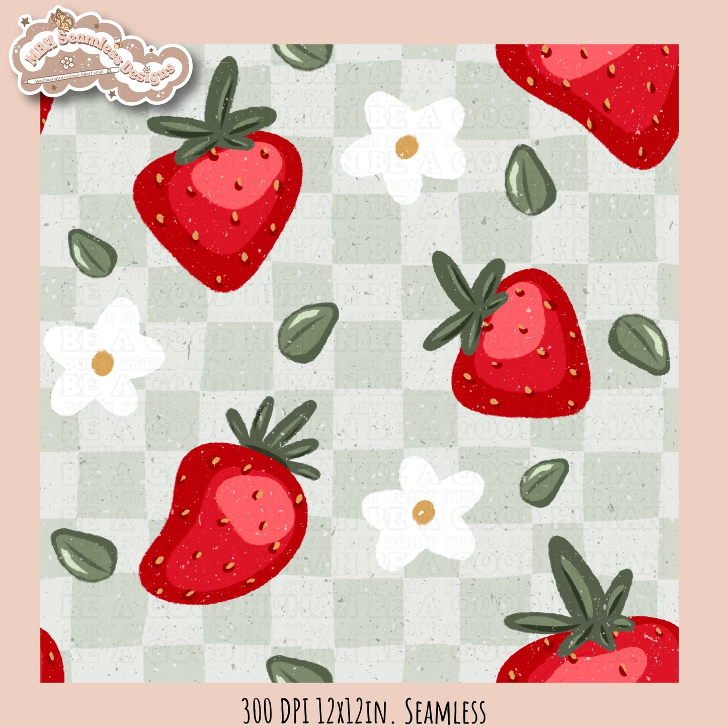 Strawberry Floral Seamless Pattern MULTIPLE COLORWAYS