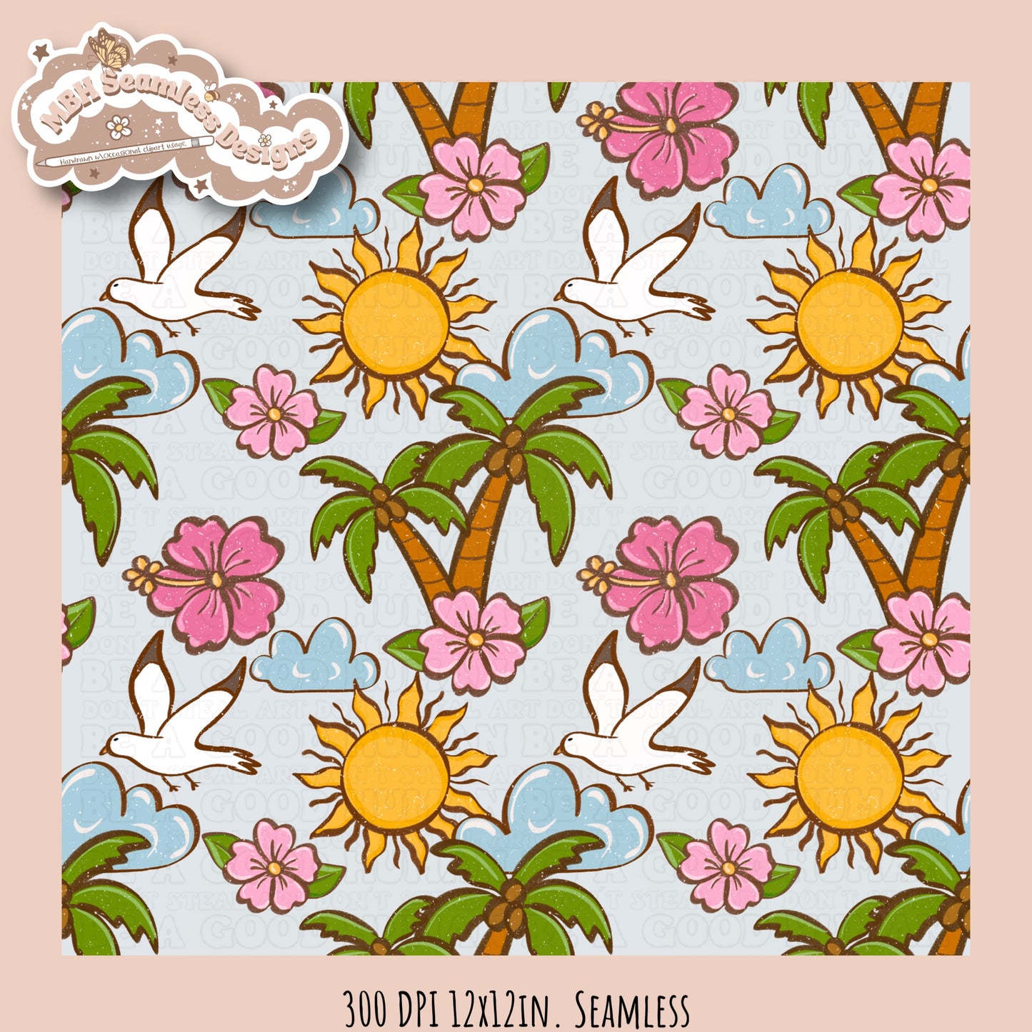 Tropical Vibes Floral Seamless Pattern • Multiple Colorway Options
