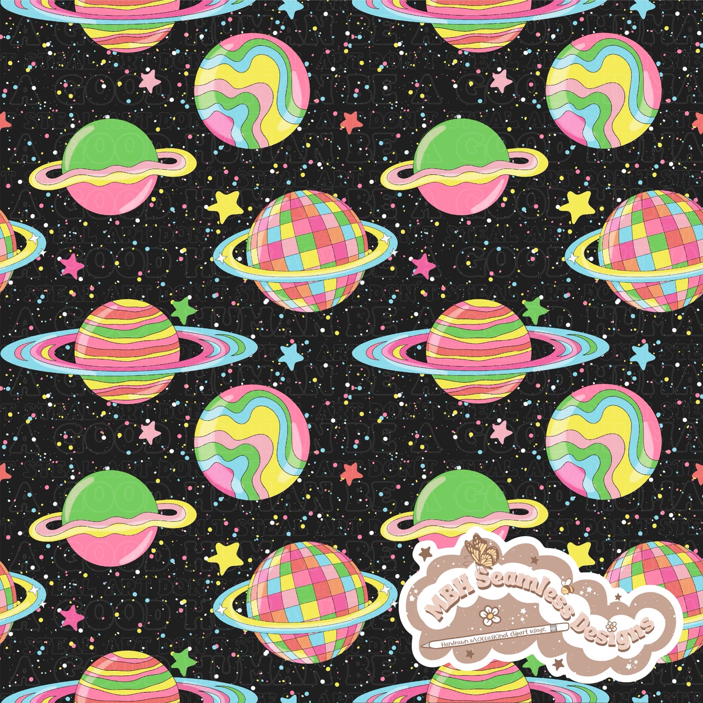 Groovy Galaxy Seamless Pattern MULTIPLE COLORWAYS