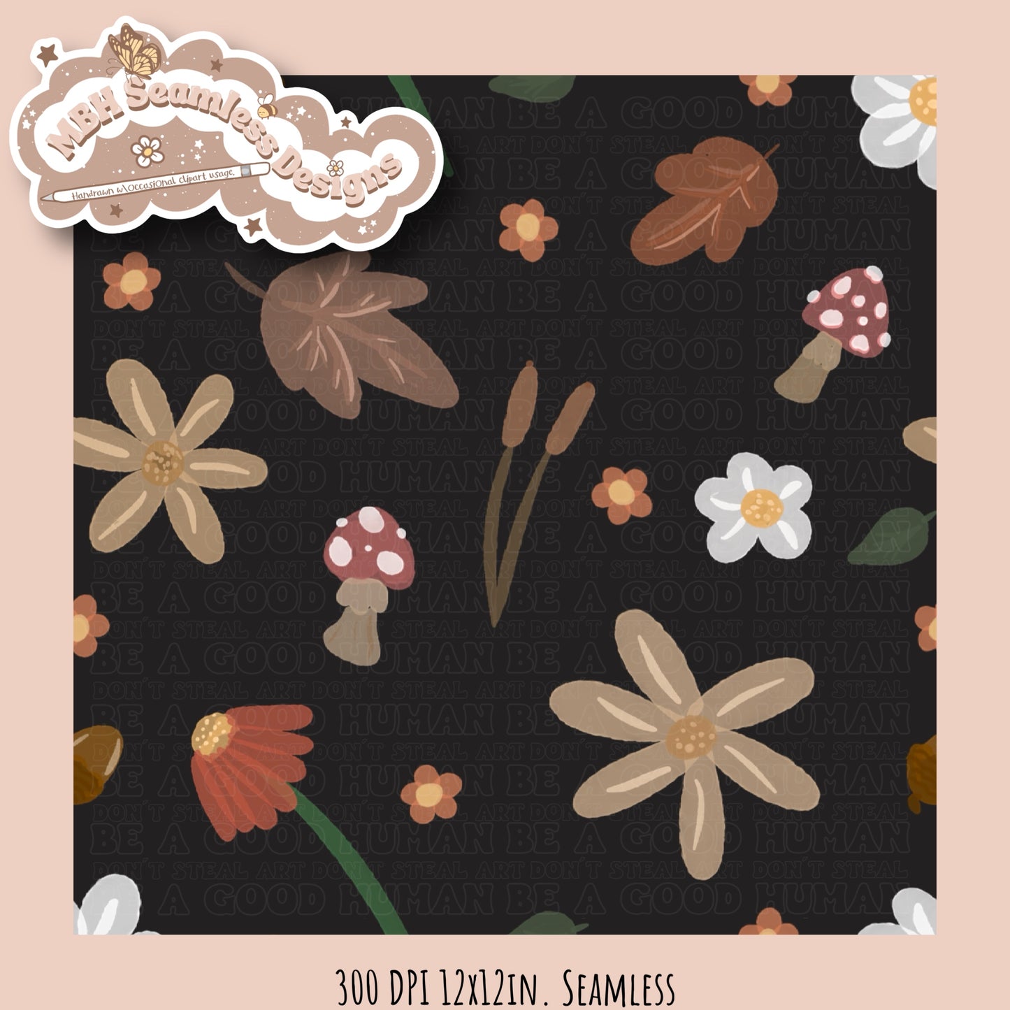 Fall Floral Watercolor Seamless MULTIPLE COLORWAYS