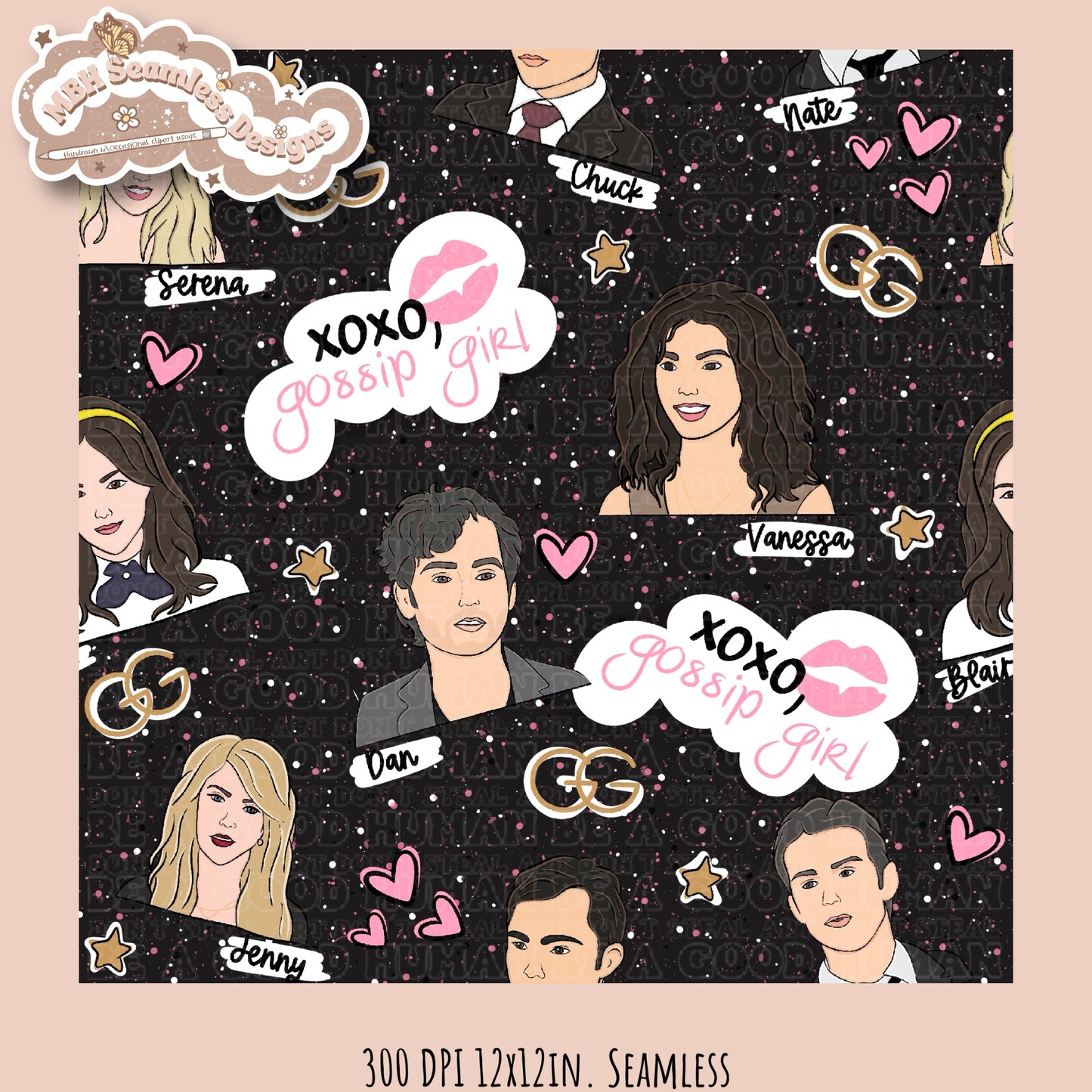 Gossip Girl Seamless Pattern Multiple Colorway Options