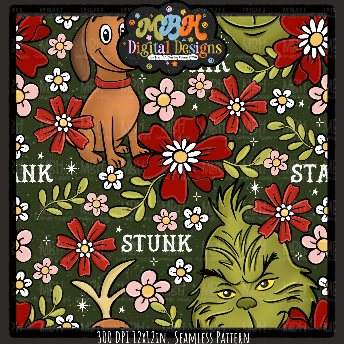 Stink Stank Stunk x Tattoo Floral Seamless Pattern // MULTIPLE COLORWAYS