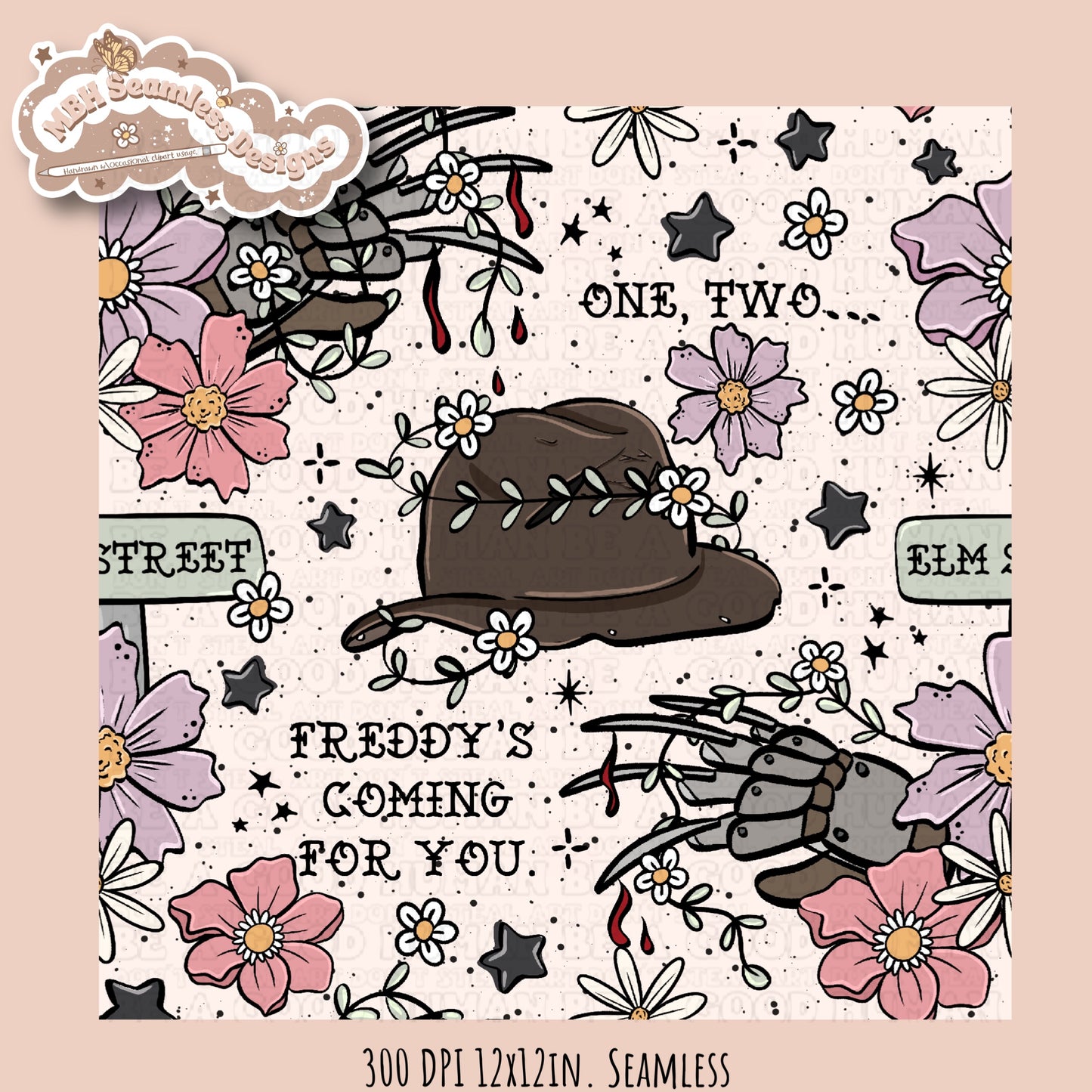 Freddy X Tattoo Floral Seamless Pattern Multiple Colorways