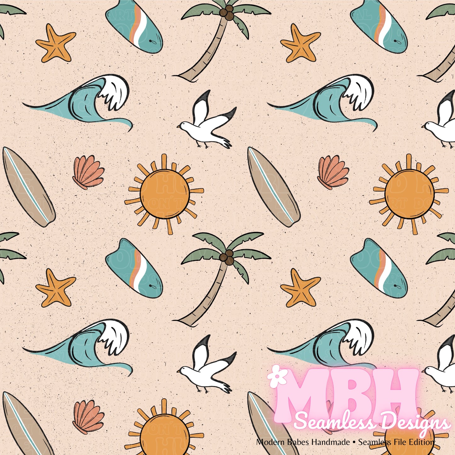 Boho Surf Seamless Pattern MULTIPLE COLORWAYS