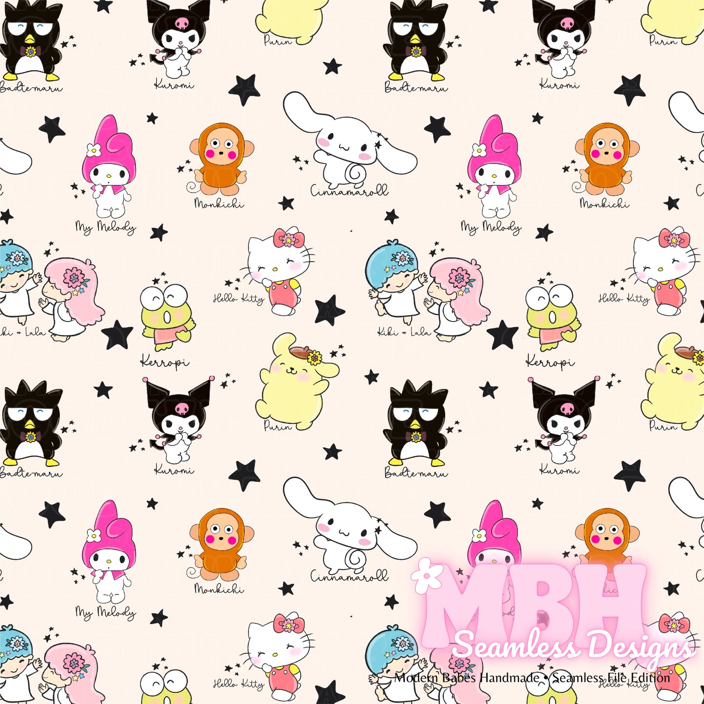 Sanrio Names Seamless Pattern MULTIPLE COLORWAYS
