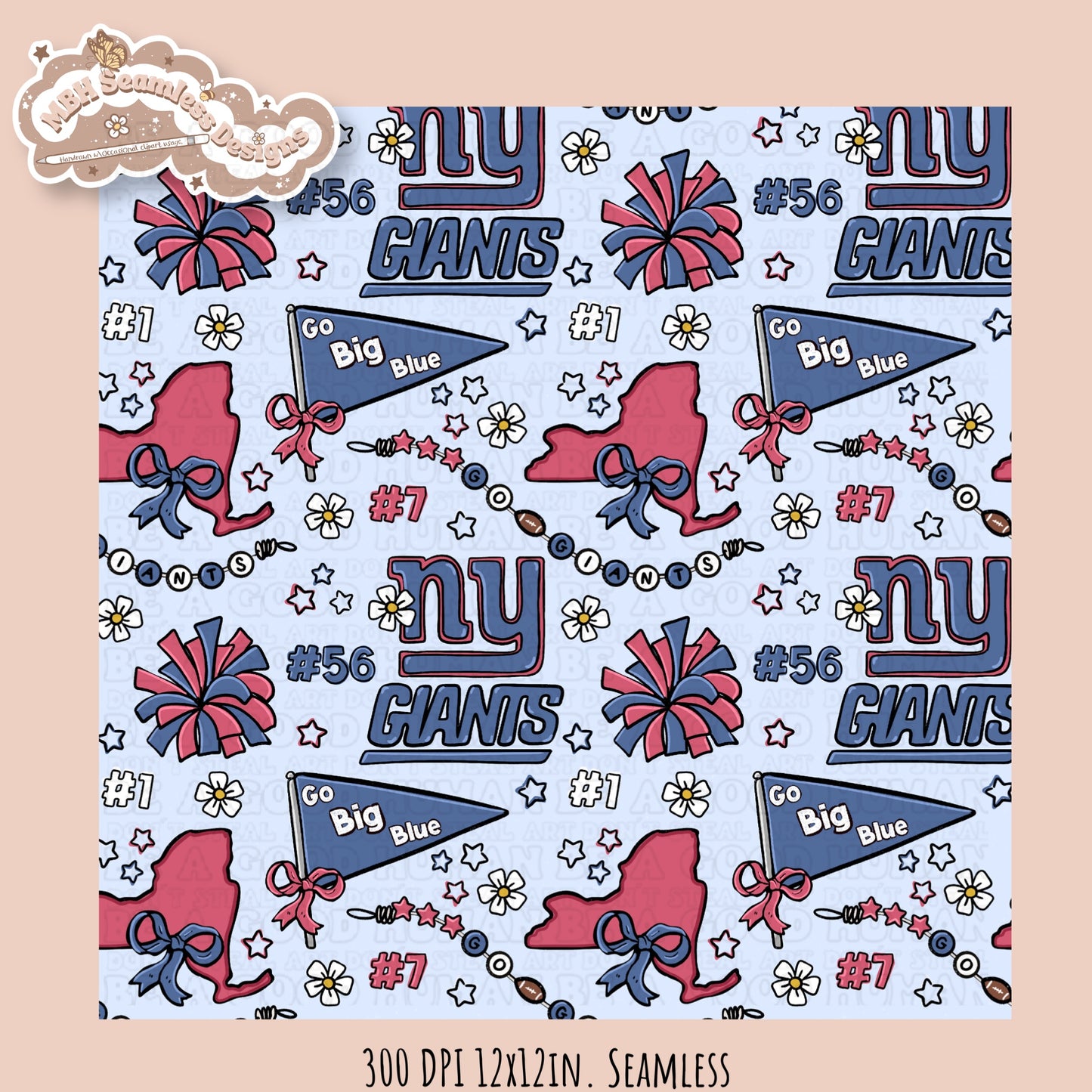 Giants x Daisies Football Seamless Pattern // Assorted Colorways