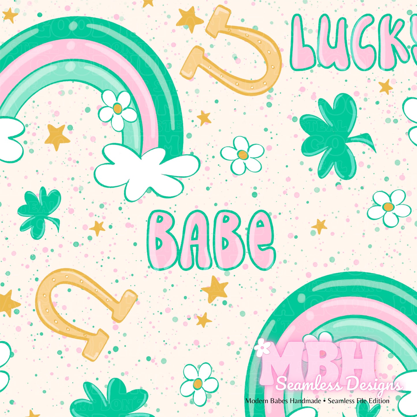 Lucky Babe St. Patty’s Day Assorted Colorways Seamless Pattern