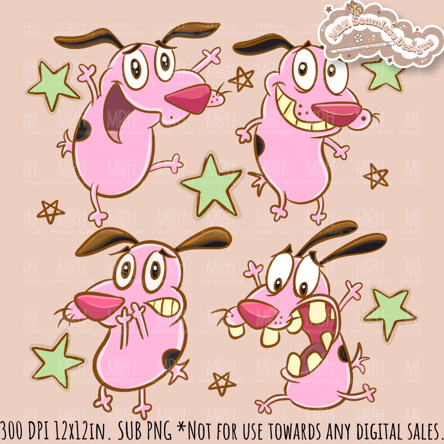 Starry Courage Dog Seamless Pattern // PNG // Assorted Colorway Options