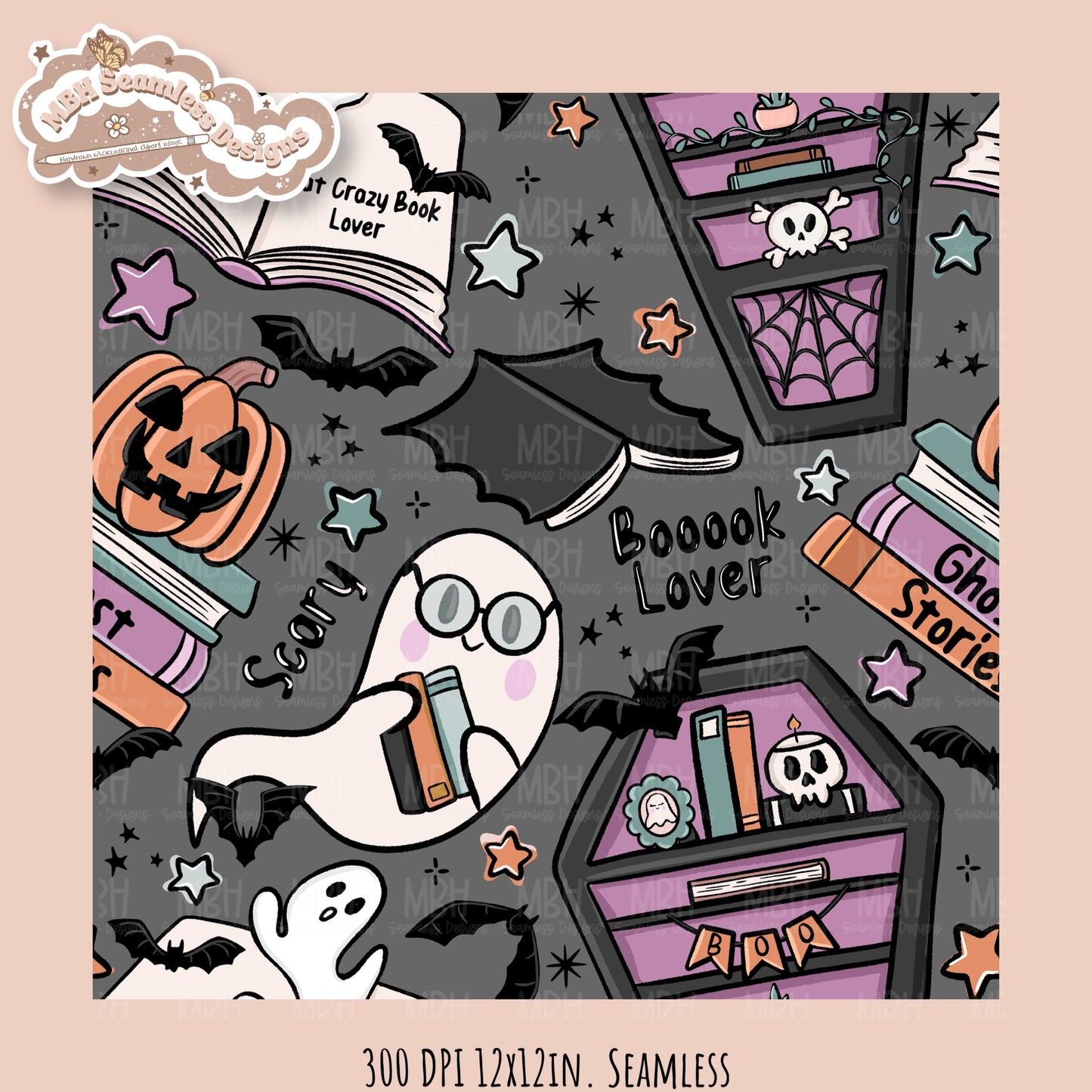 Books • Hextober 25 // Seamless Pattern // Assorted Colorway Options