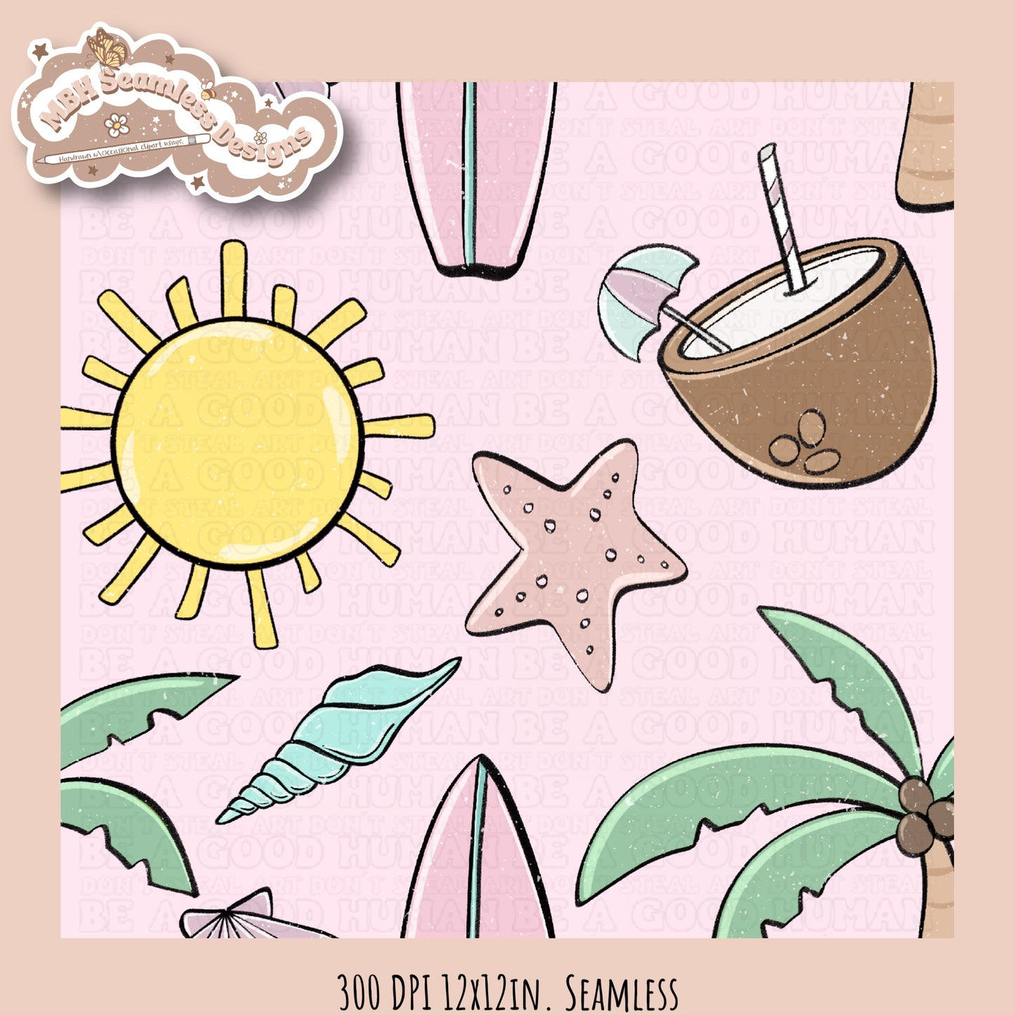 Beach Vibes Seamless Pattern • Multiple Colorways