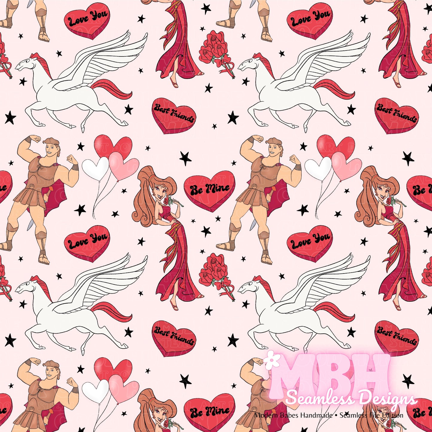 Hercules Valentine Assorted Colorways Seamless Pattern