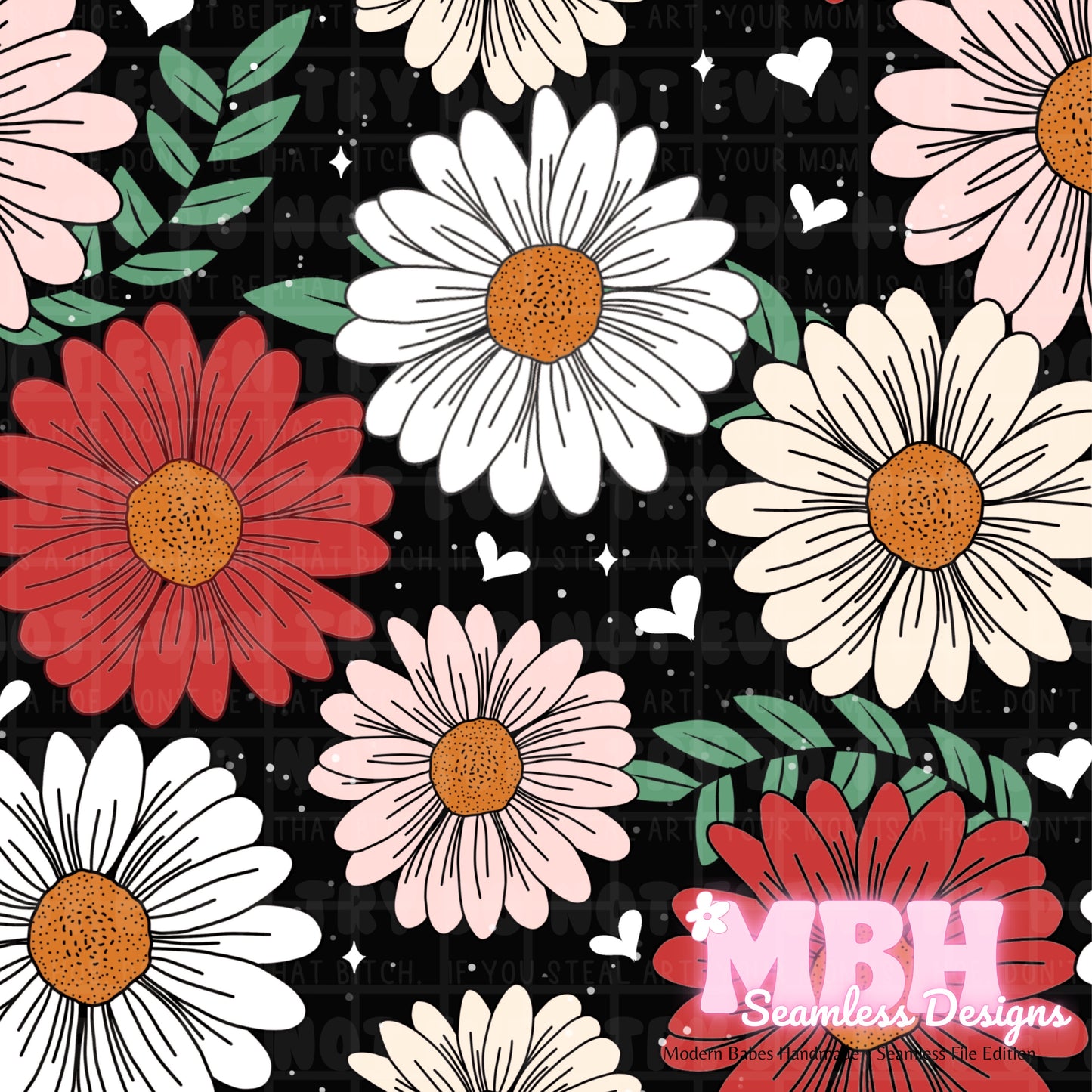 Midnight Valentine Floral Seamless Pattern