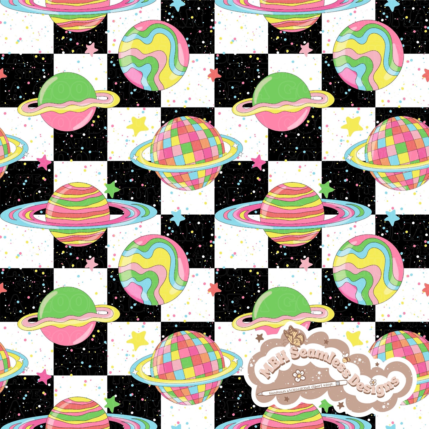 Groovy Galaxy Seamless Pattern MULTIPLE COLORWAYS