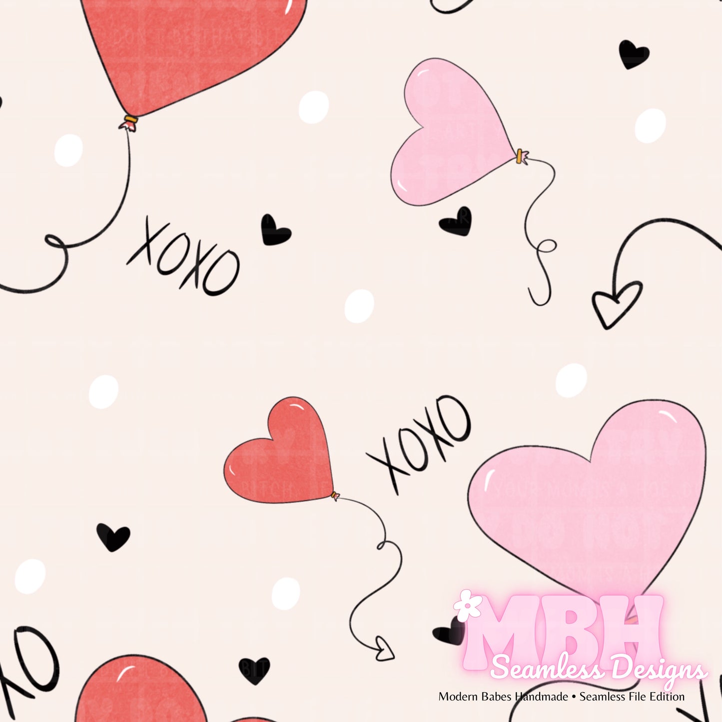 XOXO Balloons Seamless Pattern