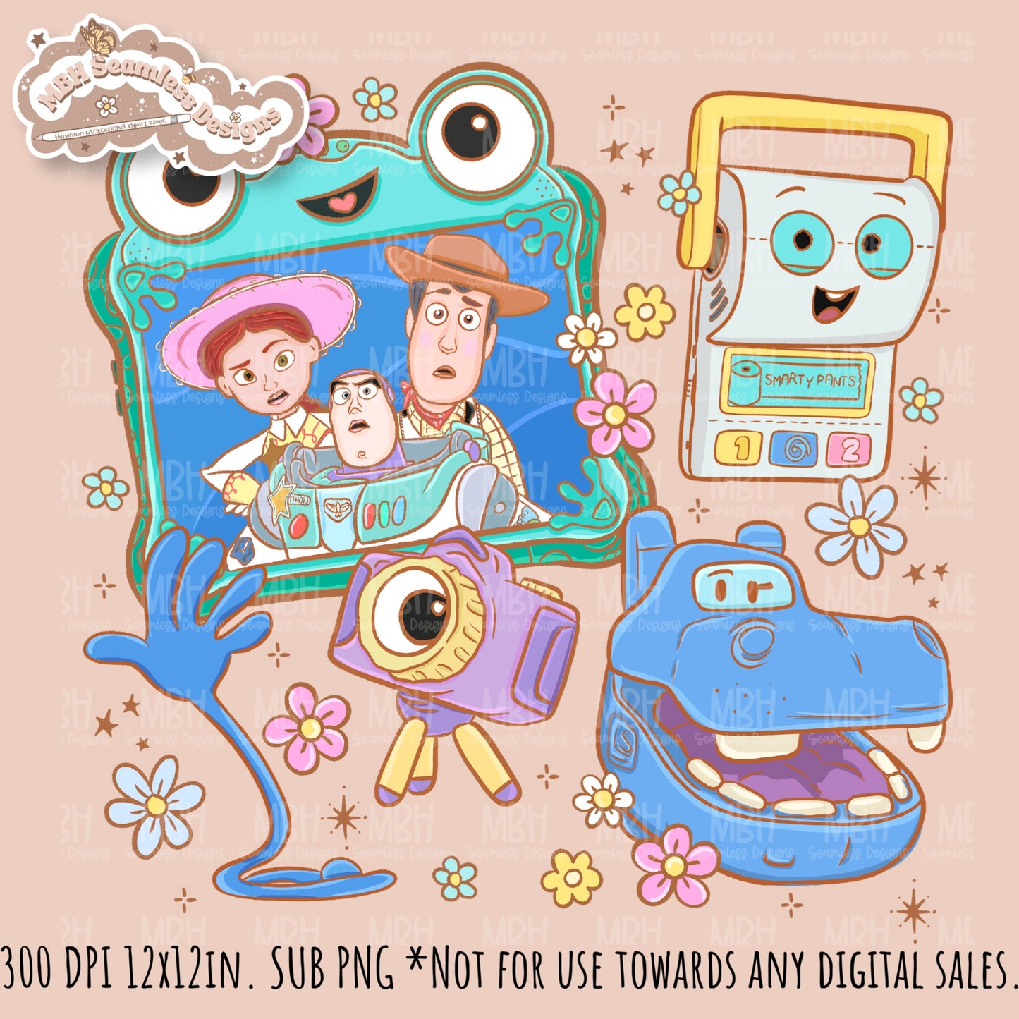 Boho Toys5 Seamless Pattern // SUB PNG // Multiple Colorway Options