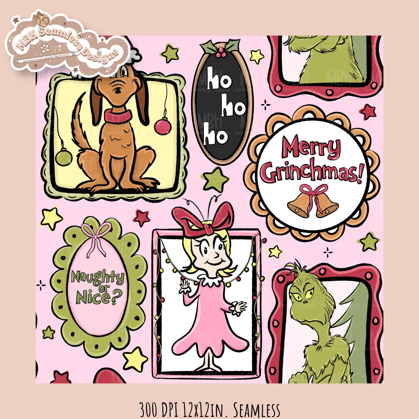 Grumpy Guy Frames Seamless Pattern // PNG // Assorted Colorways