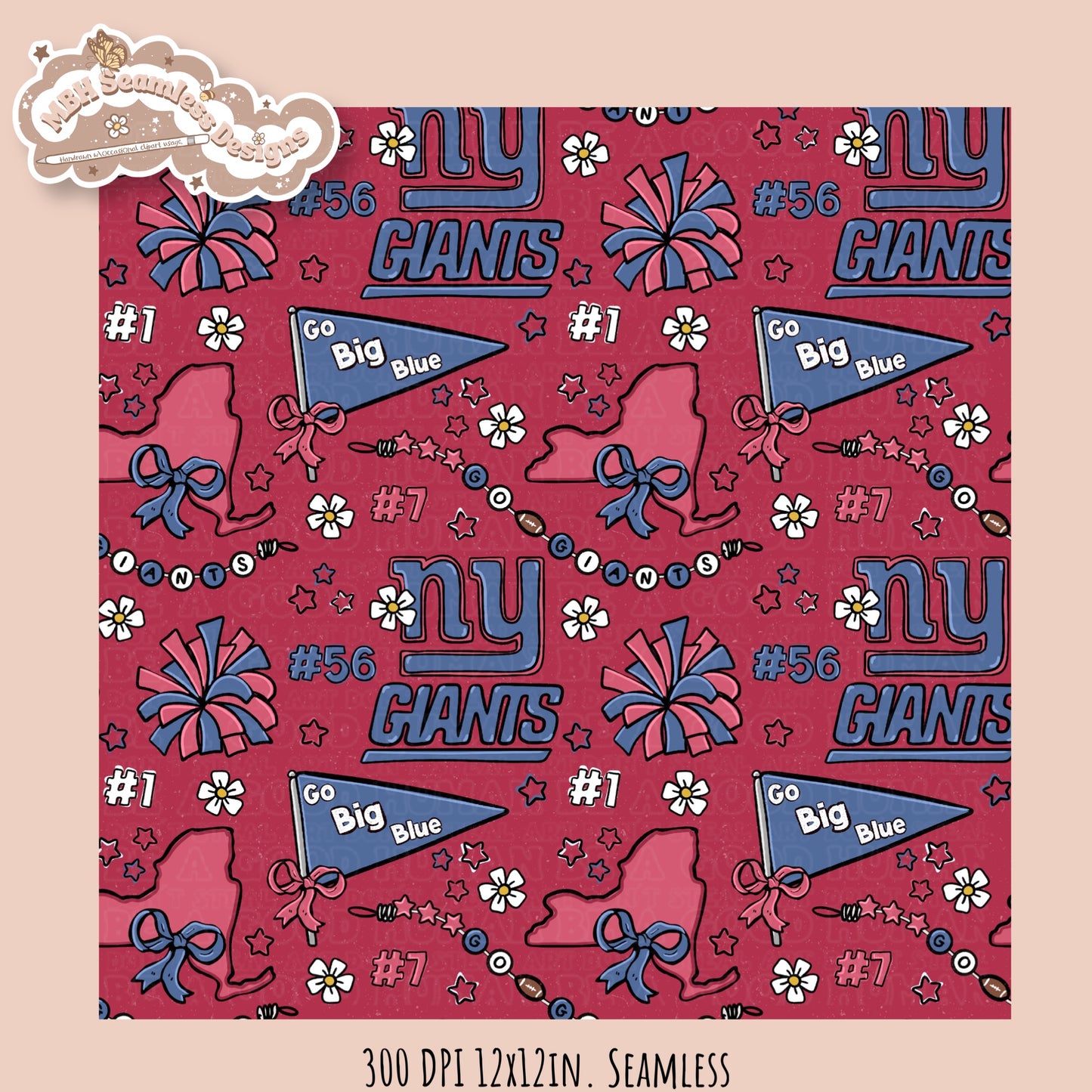 Giants x Daisies Football Seamless Pattern // Assorted Colorways