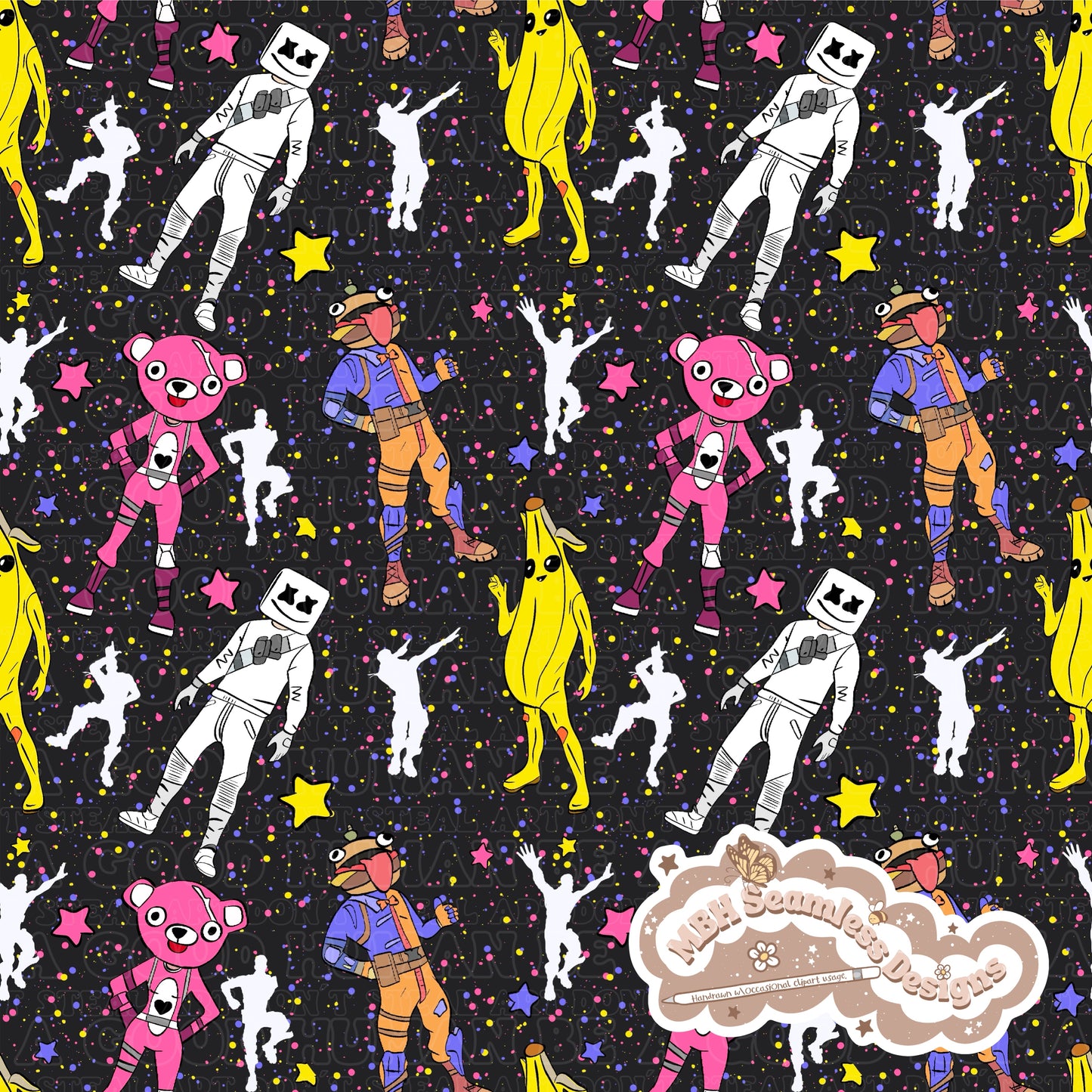 Fortnite Dance Moves Seamless Pattern MULTIPLE COLORWAYS