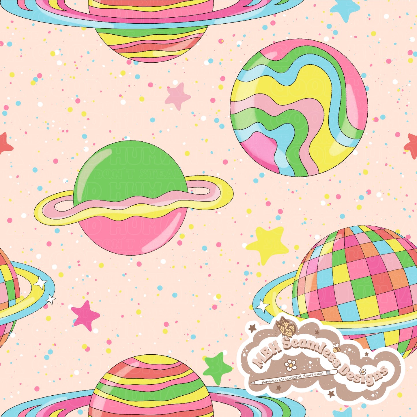 Groovy Galaxy Seamless Pattern MULTIPLE COLORWAYS