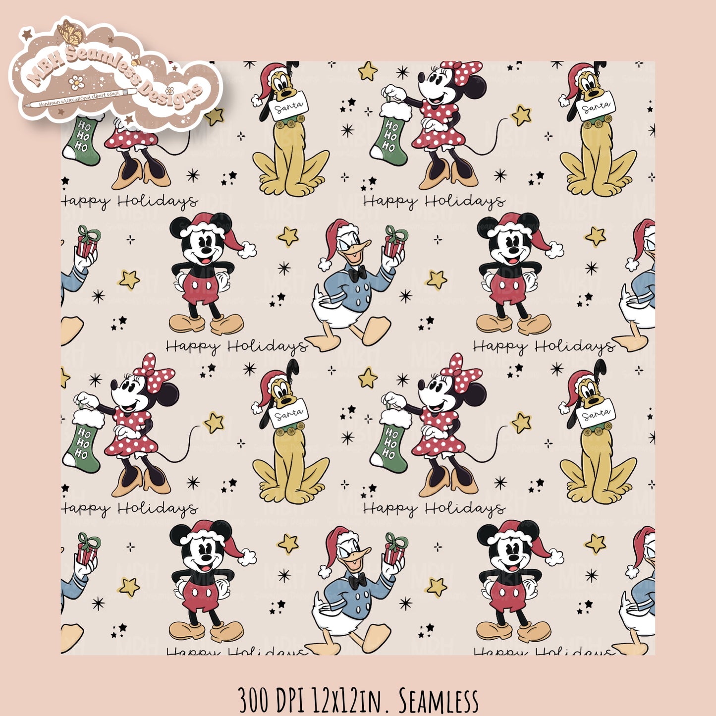 Christmas Mouse & Friends  Seamless Pattern // PNG //MULTIPLE COLORWAYS