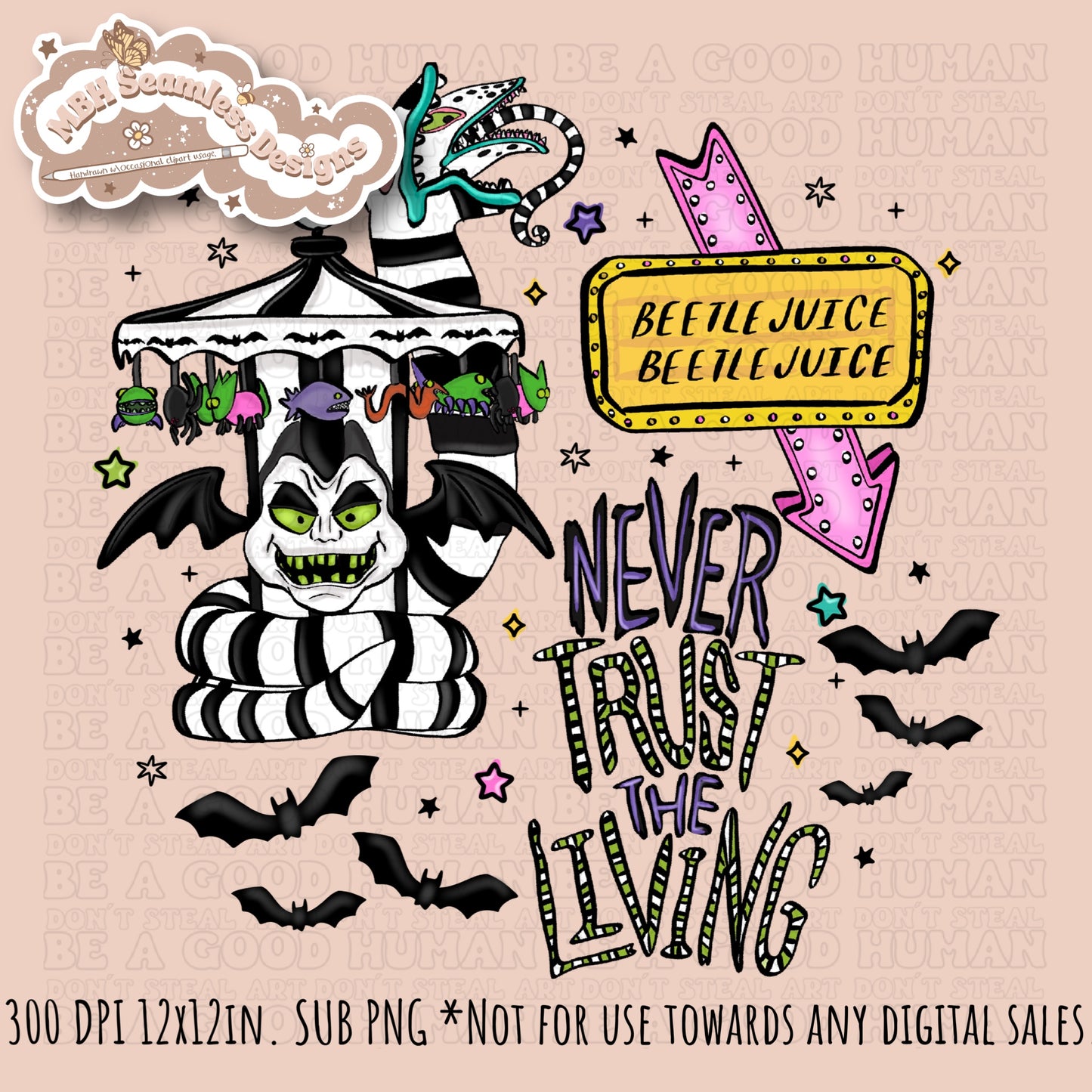 Never Trust The Living Seamless Pattern // PNG // Multiple Colorway Options