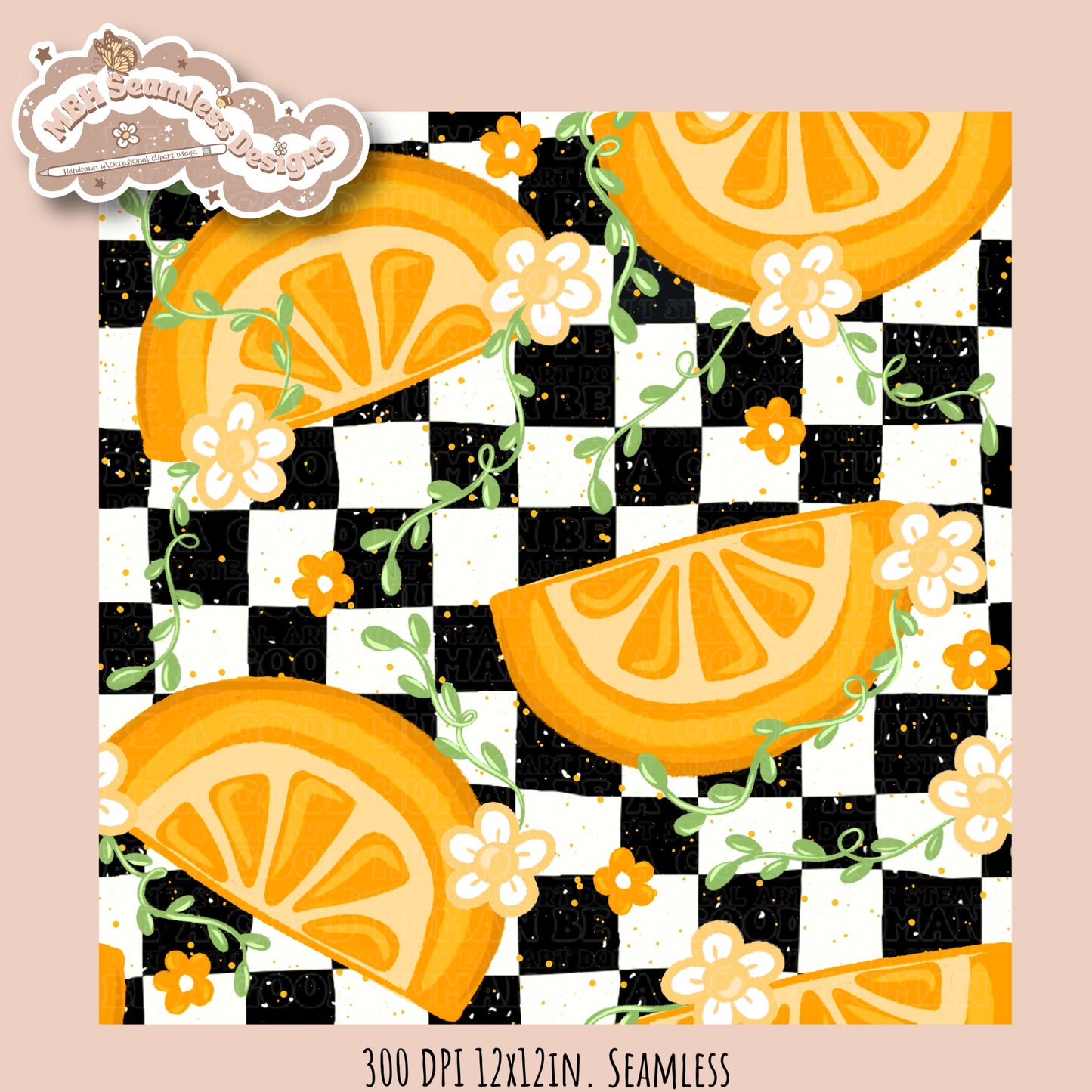 Orange Daisies Seamless Pattern • Multiple Colorways