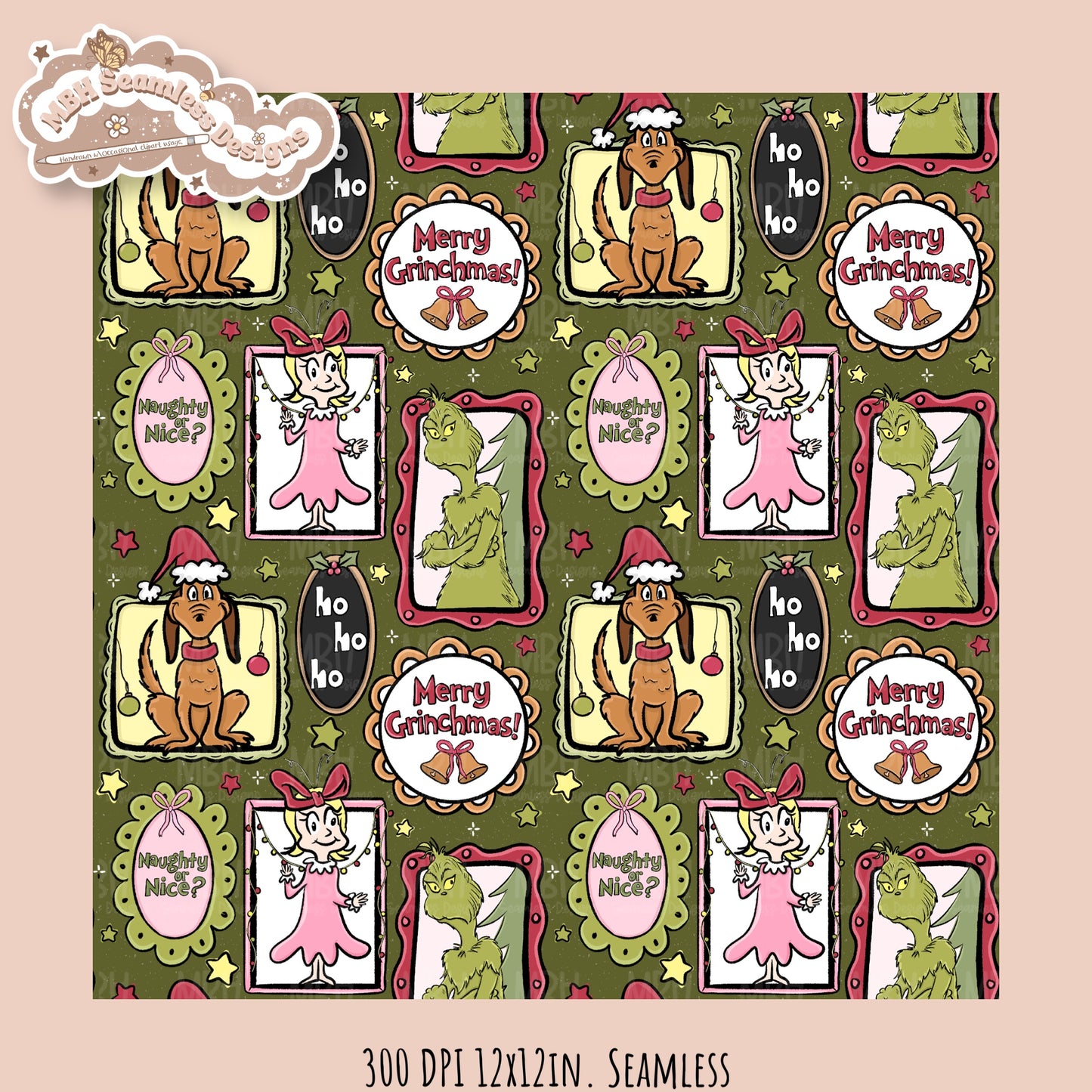 Grumpy Guy Frames Seamless Pattern // PNG // Assorted Colorways