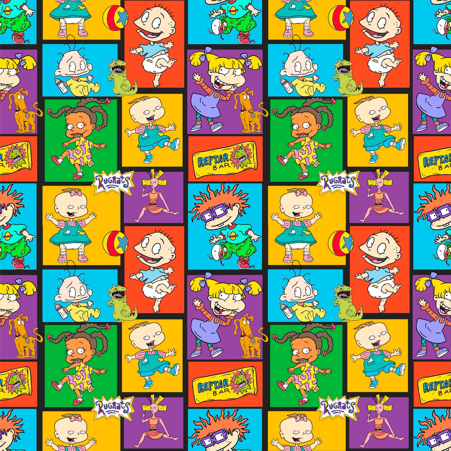 Colorblock Rugrats Seamless Pattern MULTIPLE COLORWAYS