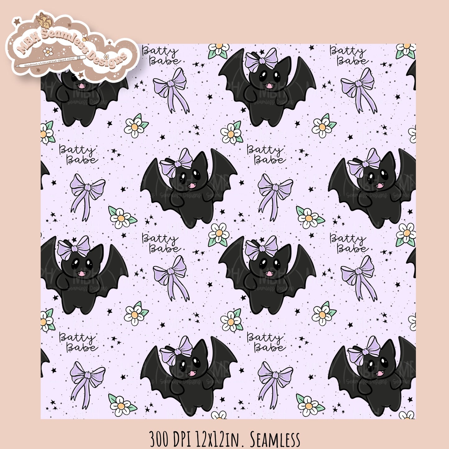 Coquette Bats • Hextober 25 // Seamless Pattern // Multiple Colorway Options