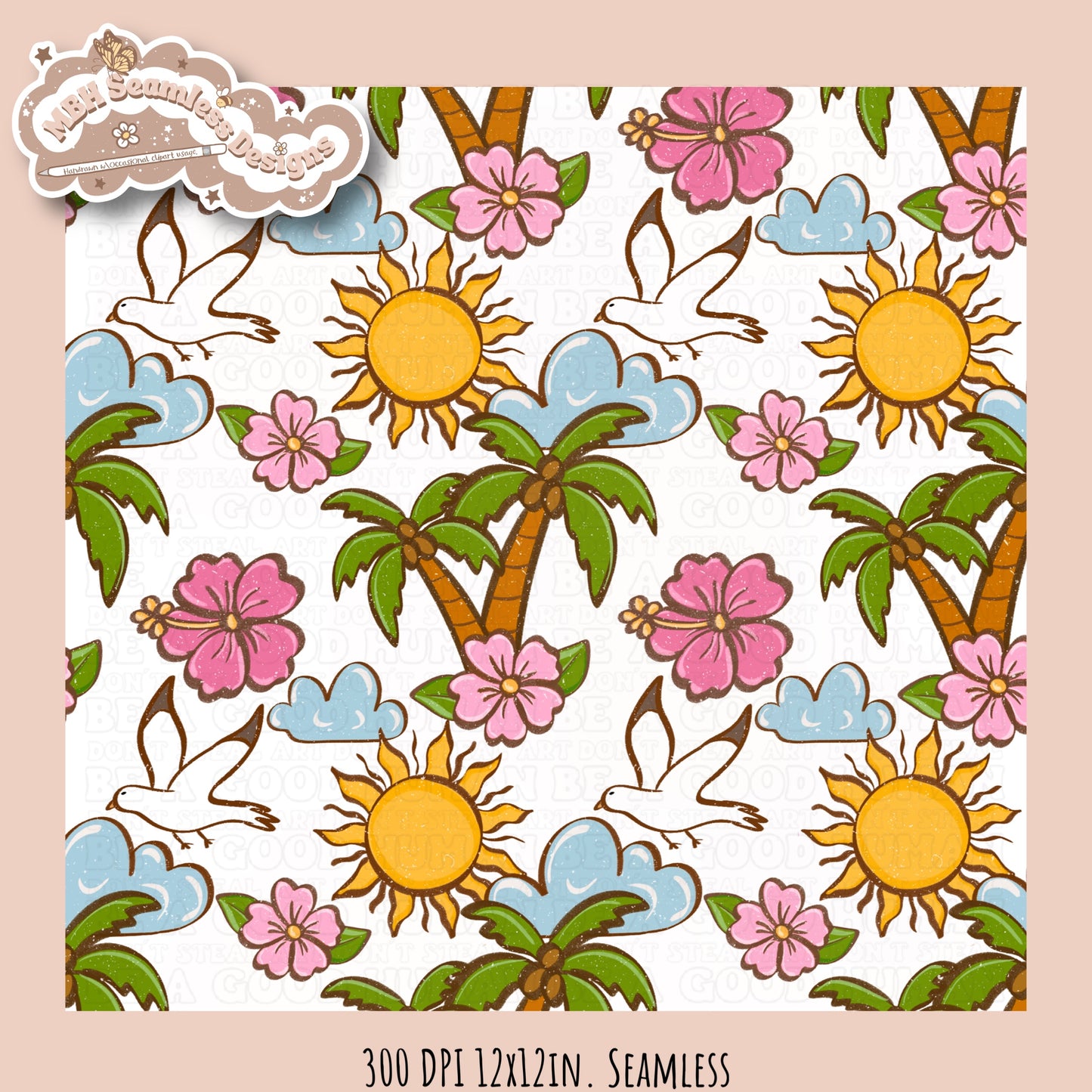 Tropical Vibes Floral Seamless Pattern • Multiple Colorway Options