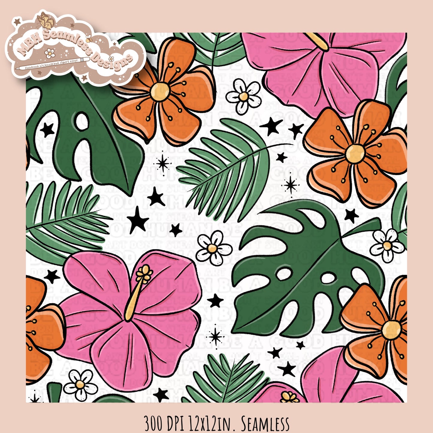 Tropical Floral Seamless Pattern • Multiple Colorway Options