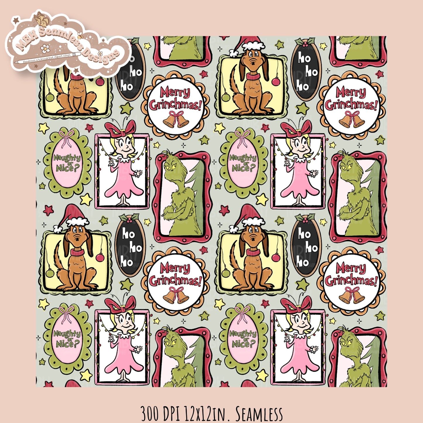 Grumpy Guy Frames Seamless Pattern // PNG // Assorted Colorways