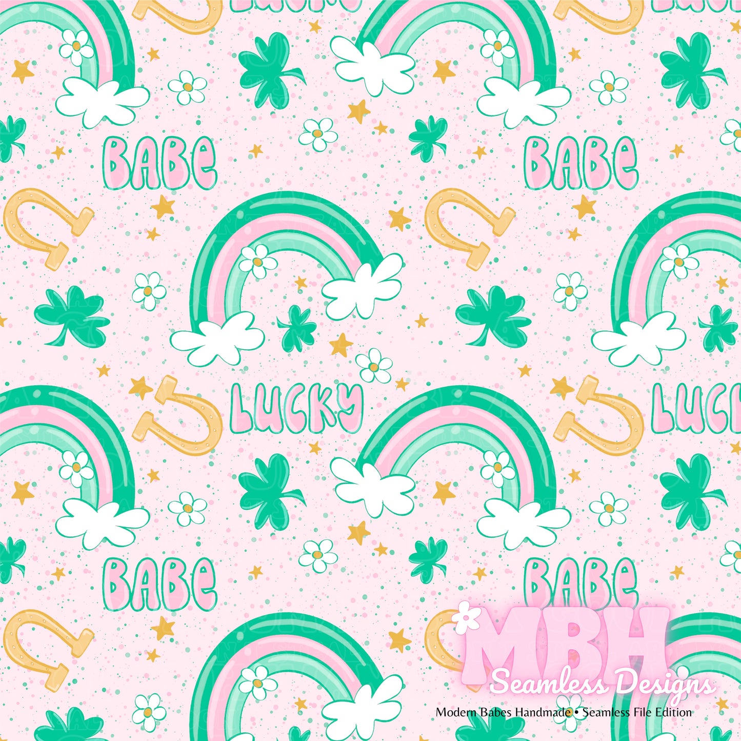 Lucky Babe St. Patty’s Day Assorted Colorways Seamless Pattern