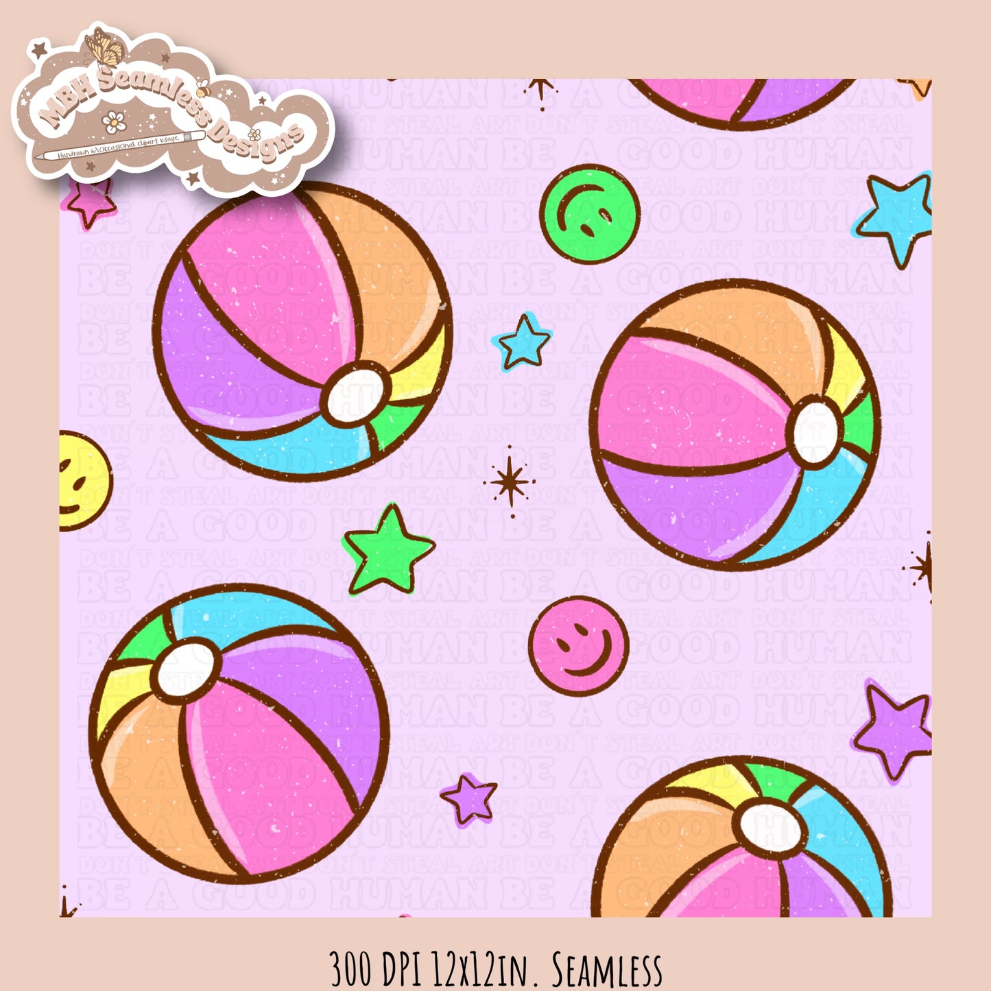 Beach Ball Smilies Seamless Pattern • Multiple Colorways