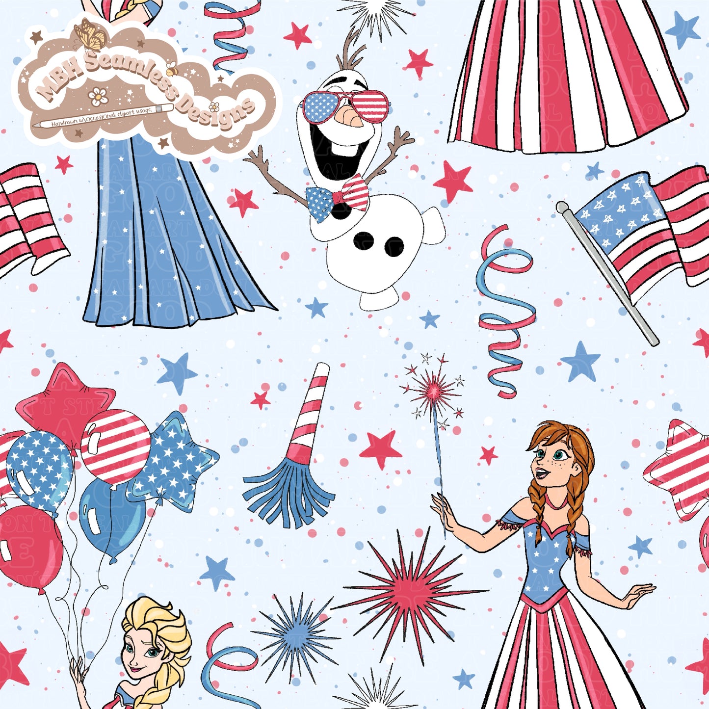 Patriotic Frozen Seamless Pattern & COORD