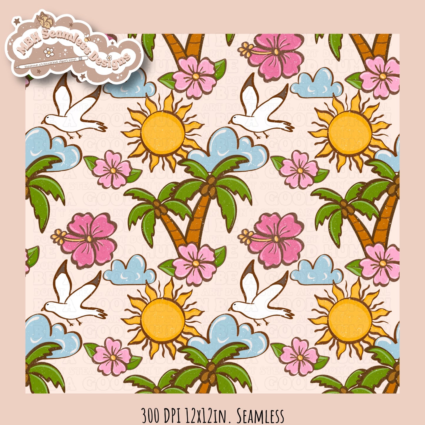 Tropical Vibes Floral Seamless Pattern • Multiple Colorway Options