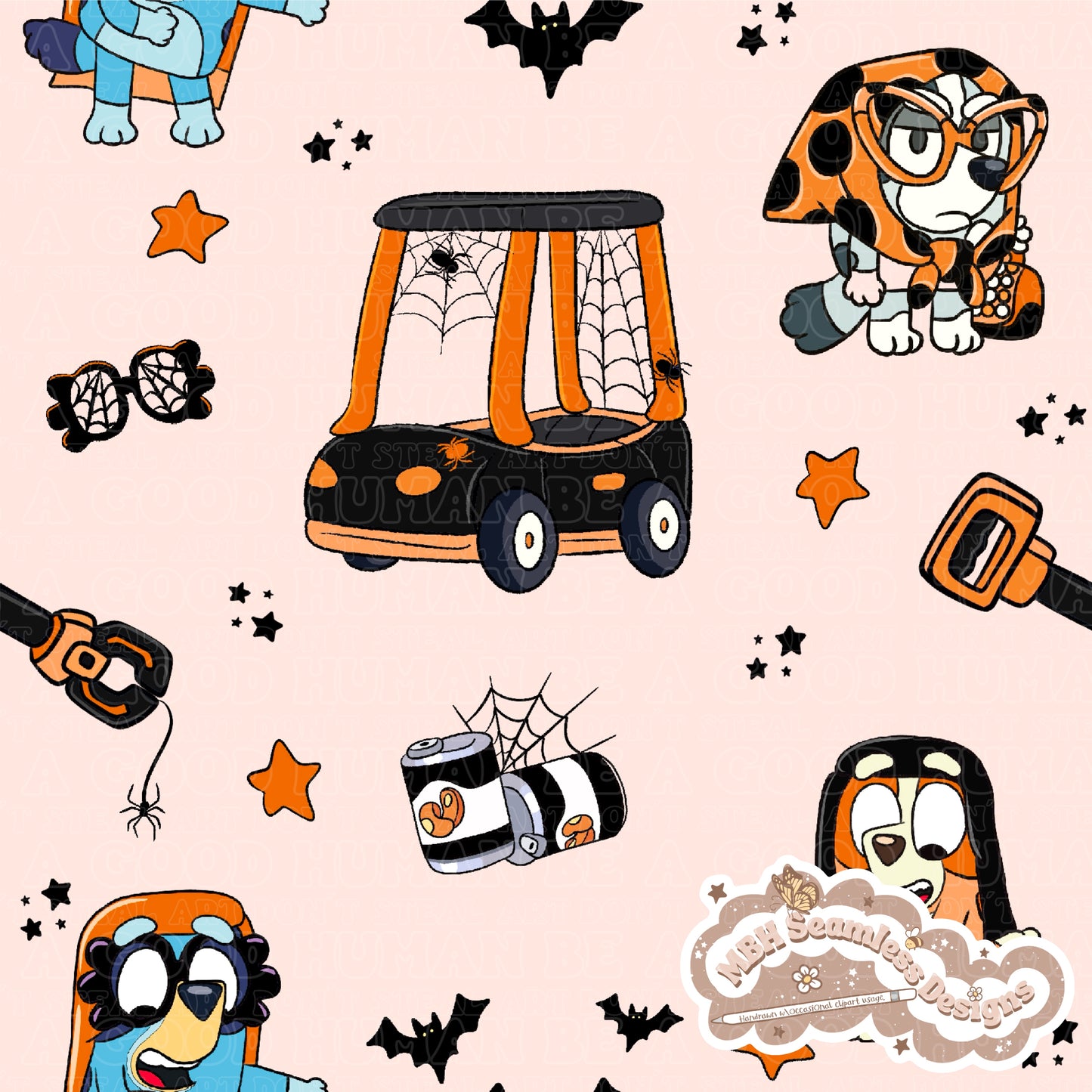 Spooky Grannies Seamless Pattern Multiple Colorways