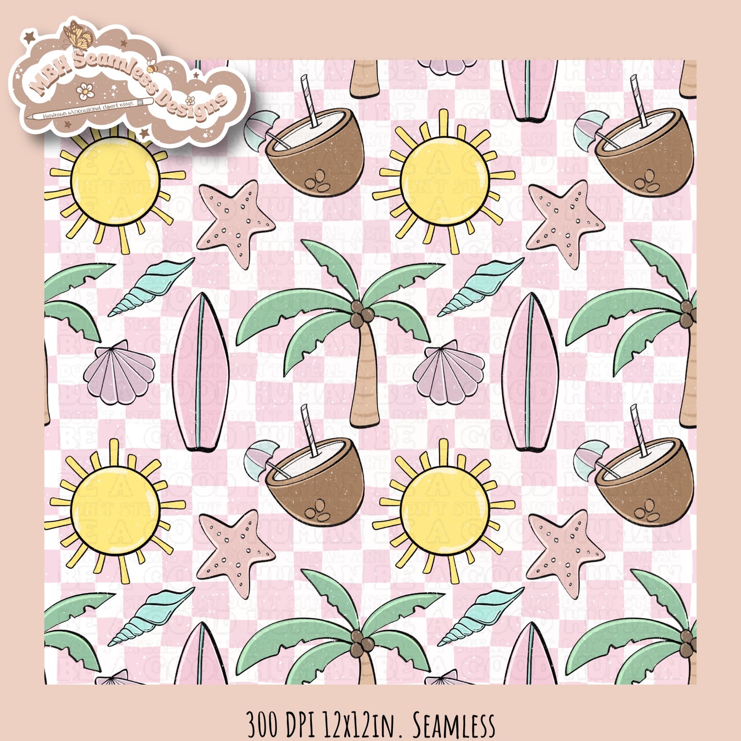 Beach Vibes Seamless Pattern • Multiple Colorways