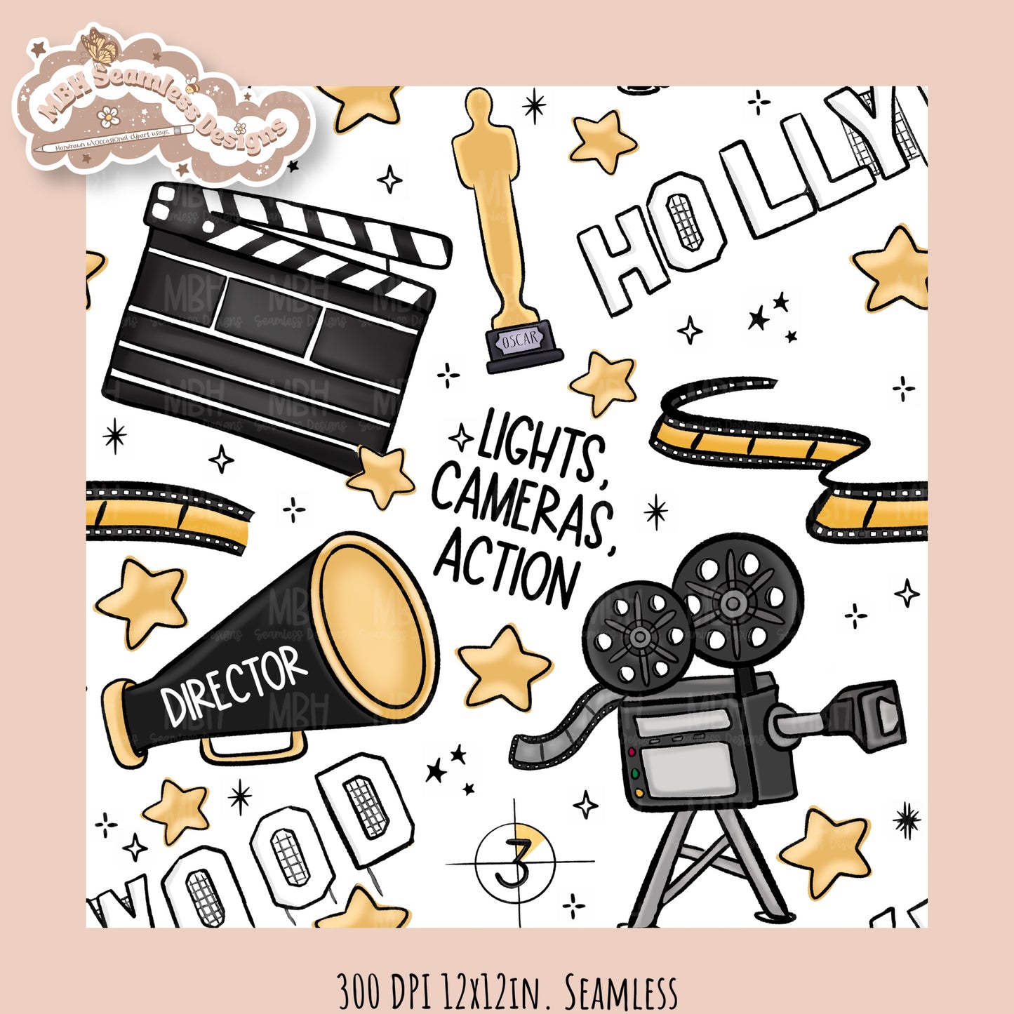 Movies • Hextober 25 Seamless Pattern // Assorted Colorways
