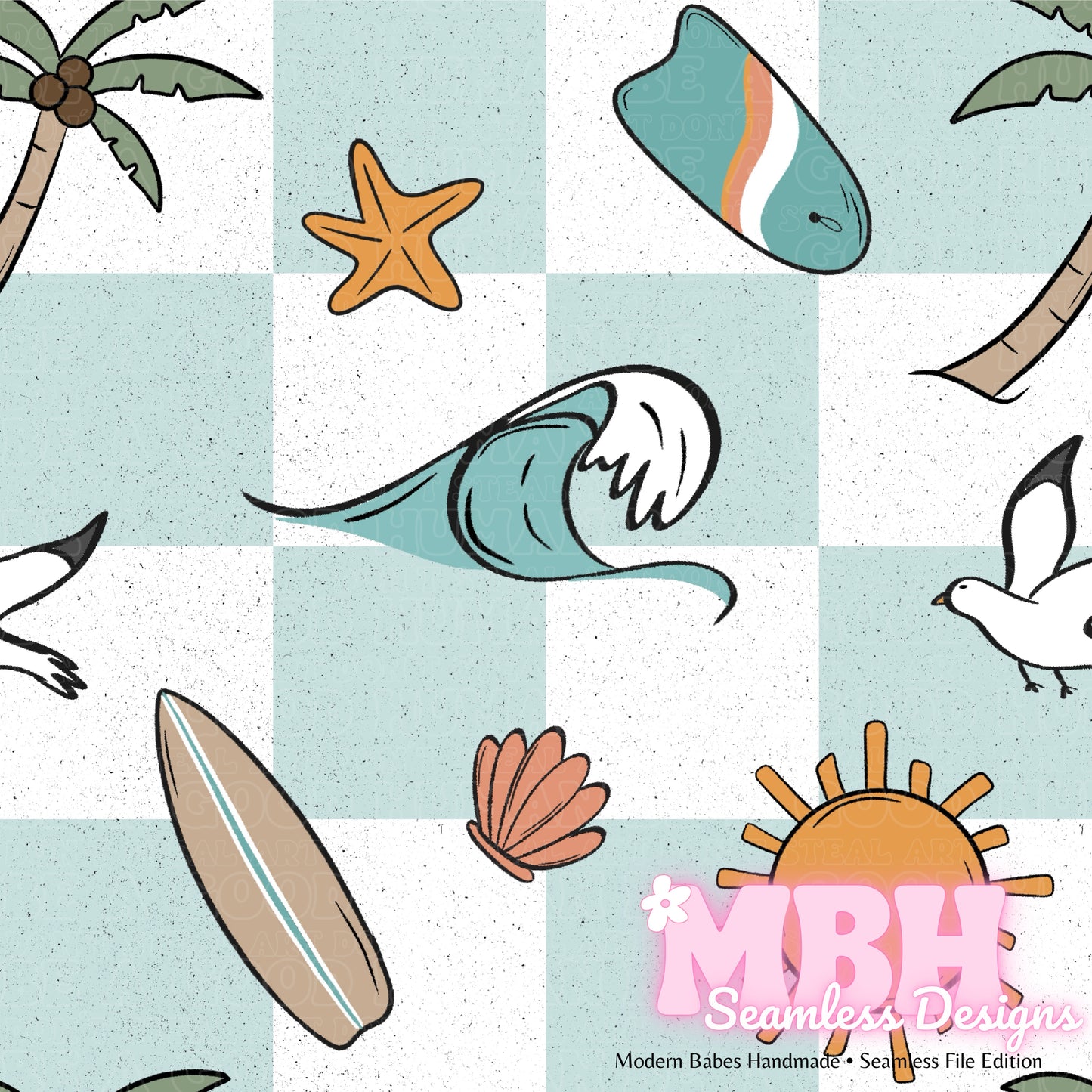 Boho Surf Seamless Pattern MULTIPLE COLORWAYS