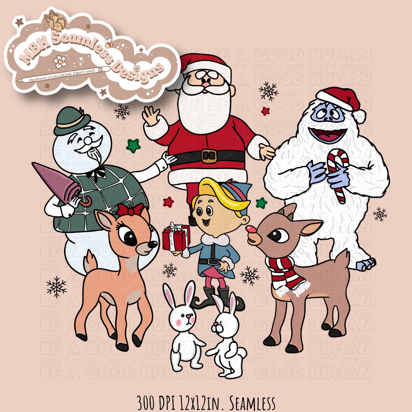 Rudolph and Friends Seamless // PNG • MULTIPLE COLORWAYS
